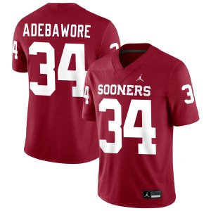 Men Adepoju Adebawore Crimson Sooners #34 Limited Jerseys 959661-501