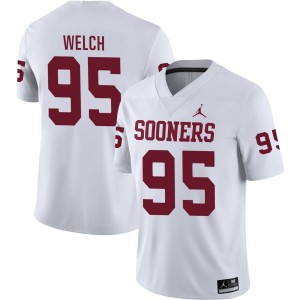 Men Austin Welch White Sooners #95 Replica Jersey 974317-297