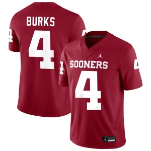 Men Deion Burks Crimson OU Sooners #4 Official Jersey 839867-801