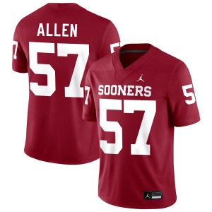 Men Gunnar Allen Crimson OU Sooners #57 Player Jerseys 728629-214