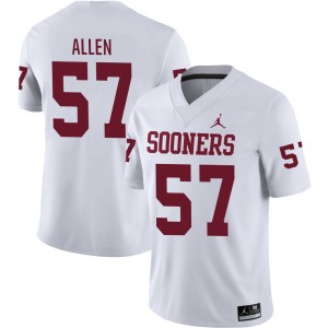 Men Gunnar Allen White Boomer Sooner #57 Embroidery Jersey 152797-215