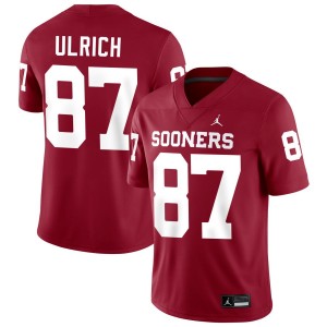 Men Jacob Ulrich Crimson Oklahoma #87 Limited Jersey 144297-154