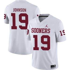 Men Jacobe Johnson White Oklahoma #19 Limited Jersey 737005-806