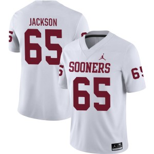 Men Jayden Jackson White Boomer Sooner #65 Replica Jersey 420647-125