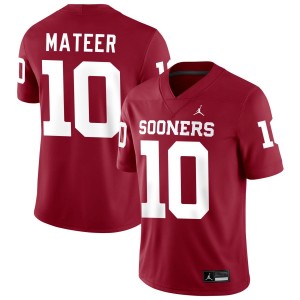 Men John Mateer Crimson Oklahoma Sooners #10 NCAA Jersey 377648-403
