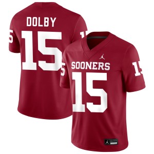 Men Kendel Dolby Crimson OU #15 Game Jerseys 244214-786