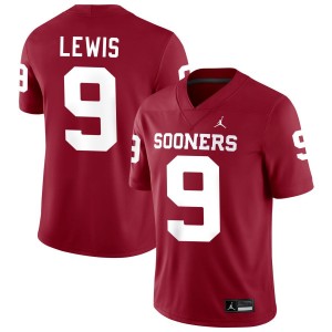 Men Keontez Lewis Crimson Oklahoma Sooners #9 Stitched Jerseys 713682-758