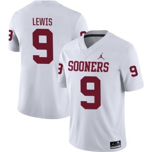 Men Keontez Lewis White Sooners #9 Replica Jersey 610499-746