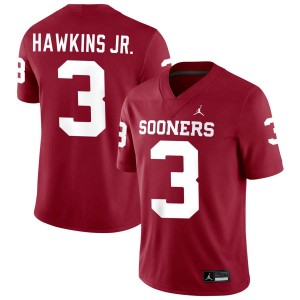 Men Michael Hawkins Jr. Crimson OU #3 Player Jerseys 125430-360