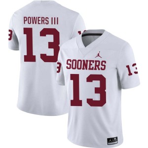 Men Reggie Powers III White Boomer Sooner #13 High School Jerseys 154089-958