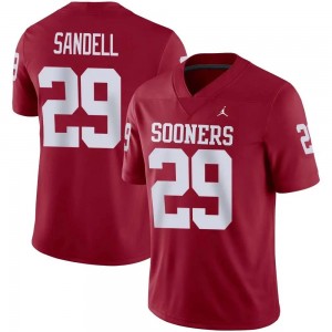Men Tate Sandell Crimson OU Sooners #29 Embroidery Jerseys 341339-993