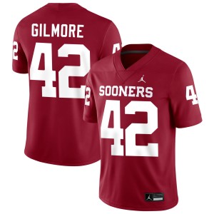 Men Wyatt Gilmore Crimson Sooners #42 Game Jerseys 906609-681