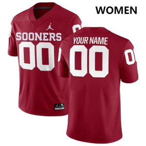 Women Custom Crimson Sooners #00 Game Jerseys 477082-918