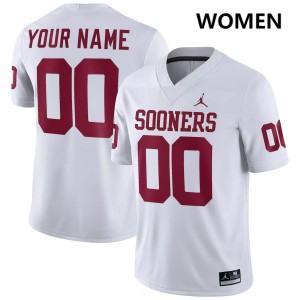 Women Custom White Boomer Sooner #00 Stitched Jersey 215427-390