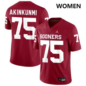 Women Daniel Akinkunmi Crimson Oklahoma #75 High School Jerseys 781394-679