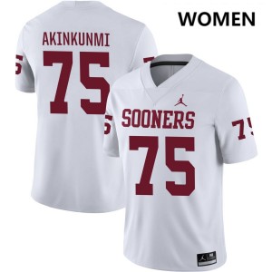 Women Daniel Akinkunmi White Boomer Sooner #75 Embroidery Jerseys 225624-257