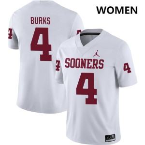 Women Deion Burks White OU Sooners #4 Player Jerseys 382454-461