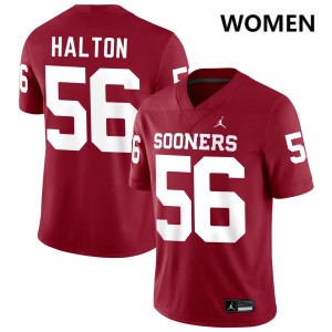 Women Gracen Halton Crimson Boomer Sooner #56 Embroidery Jerseys 912308-109