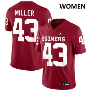 Women Grayson Miller Crimson OU Sooners #43 Official Jerseys 609805-952