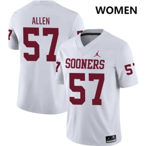 Women Gunnar Allen White Sooners #57 Embroidery Jersey 110744-532