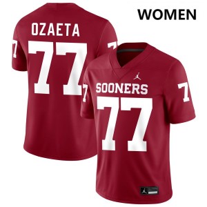 Women Heath Ozaeta Crimson Oklahoma Sooners #77 Game Jerseys 307197-550
