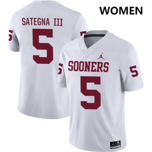 Women Isaiah Sategna III White Oklahoma #5 Game Jersey 191266-894