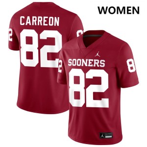 Women Ivan Carreon Crimson Oklahoma Sooners #82 Alumni Jerseys 185142-103