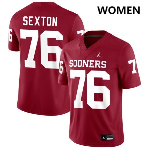 Women Jacob Sexton Crimson Oklahoma Sooners #76 Player Jerseys 495859-848
