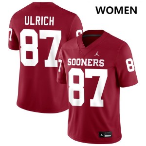 Women Jacob Ulrich Crimson OU Sooners #87 Player Jerseys 171264-763