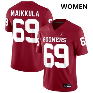 Women Jake Maikkula Crimson Oklahoma #69 NCAA Jersey 339501-367