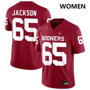 Women Jayden Jackson Crimson Oklahoma Sooners #65 Stitched Jerseys 382916-538