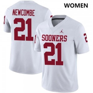 Women Jeremiah Newcombe White Boomer Sooner #21 Replica Jersey 565671-563