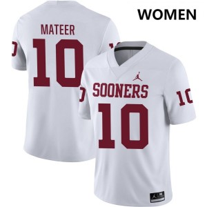Women John Mateer White Sooners #10 Limited Jerseys 239572-831