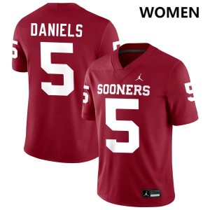 Women Kendal Daniels Crimson OU #5 Stitched Jersey 158318-895