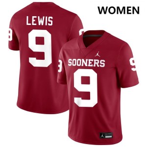 Women Keontez Lewis Crimson Oklahoma Sooners #9 Game Jersey 659422-227