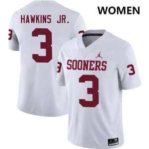 Women Michael Hawkins Jr. White Oklahoma #3 Limited Jerseys 585197-172