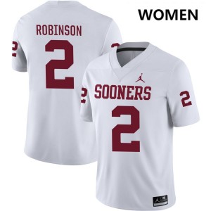 Women Omarion Robinson White Oklahoma #2 NCAA Jerseys 520793-928