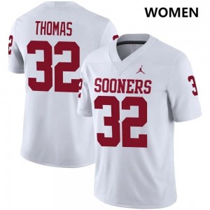 Women R Mason Thomas White Oklahoma #32 Game Jerseys 131460-135