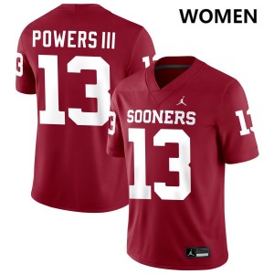 Women Reggie Powers III Crimson OU Sooners #13 Player Jersey 569300-480