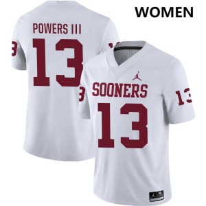 Women Reggie Powers III White Oklahoma Sooners #13 2025 Jersey 412175-589