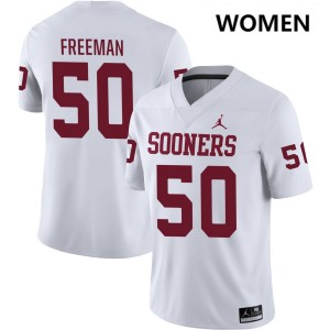 Women Seth Freeman White Sooners #50 Embroidery Jerseys 661443-744