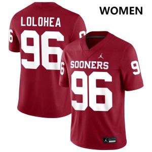 Women Siolaa Lolohea Crimson Oklahoma #96 Official Jerseys 836878-906