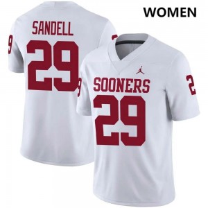 Women Tate Sandell White Boomer Sooner #29 NCAA Jersey 652033-492