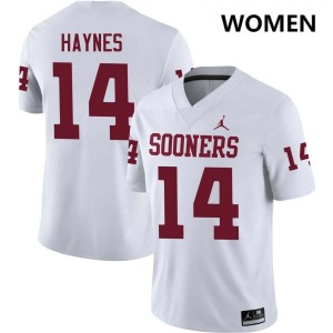 Women Trystan Haynes White Oklahoma Sooners #14 Embroidery Jerseys 281360-683