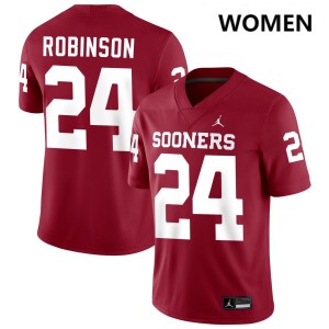 Women Xavier Robinson Crimson Sooners #24 Stitched Jersey 345759-973