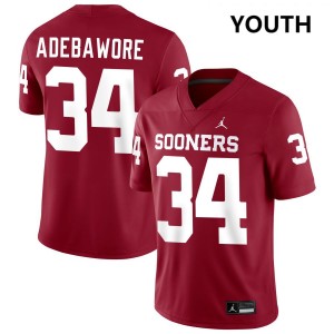 Youth Adepoju Adebawore Crimson Oklahoma #34 Limited Jersey 681284-927