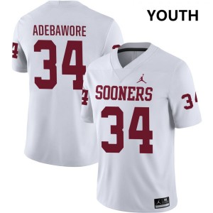 Youth Adepoju Adebawore White OU #34 University Jerseys 741300-357