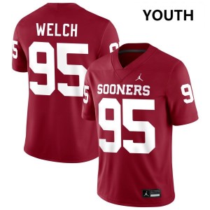 Youth Austin Welch Crimson Boomer Sooner #95 Game Jersey 337727-574