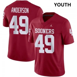Youth Ben Anderson Crimson OU Sooners #49 Stitched Jerseys 869458-620