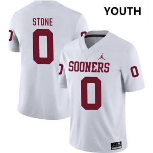 Youth David Stone White OU #0 Replica Jersey 341730-371